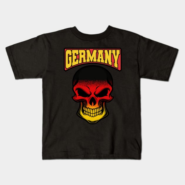 GERMANY FLAG IN A SKULL EMBLEM Kids T-Shirt by VERXION